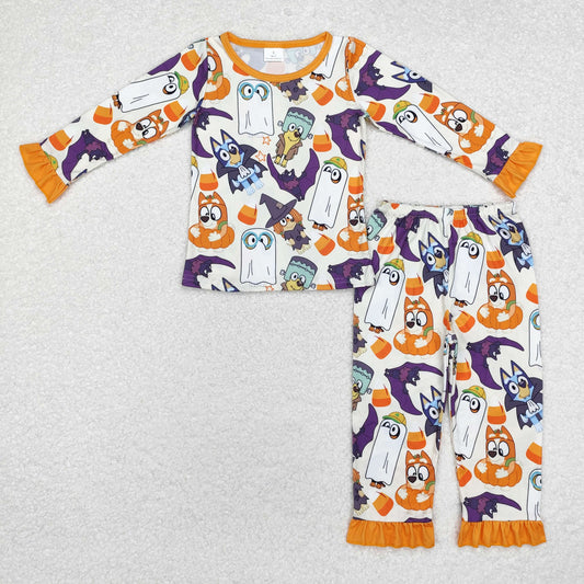 Baby Girls Halloween Cartoon Dog  Long Sleeve Pajama Set