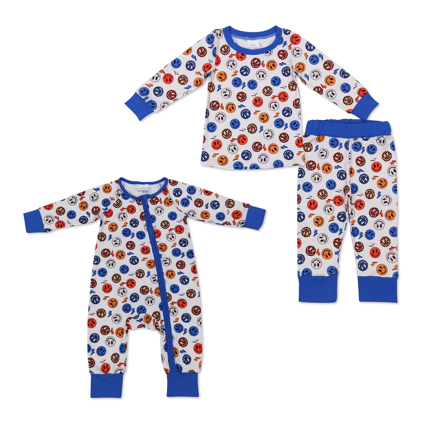 Baby Boys Brother  Happy Face Long Sleeve Pajama Set and Romper