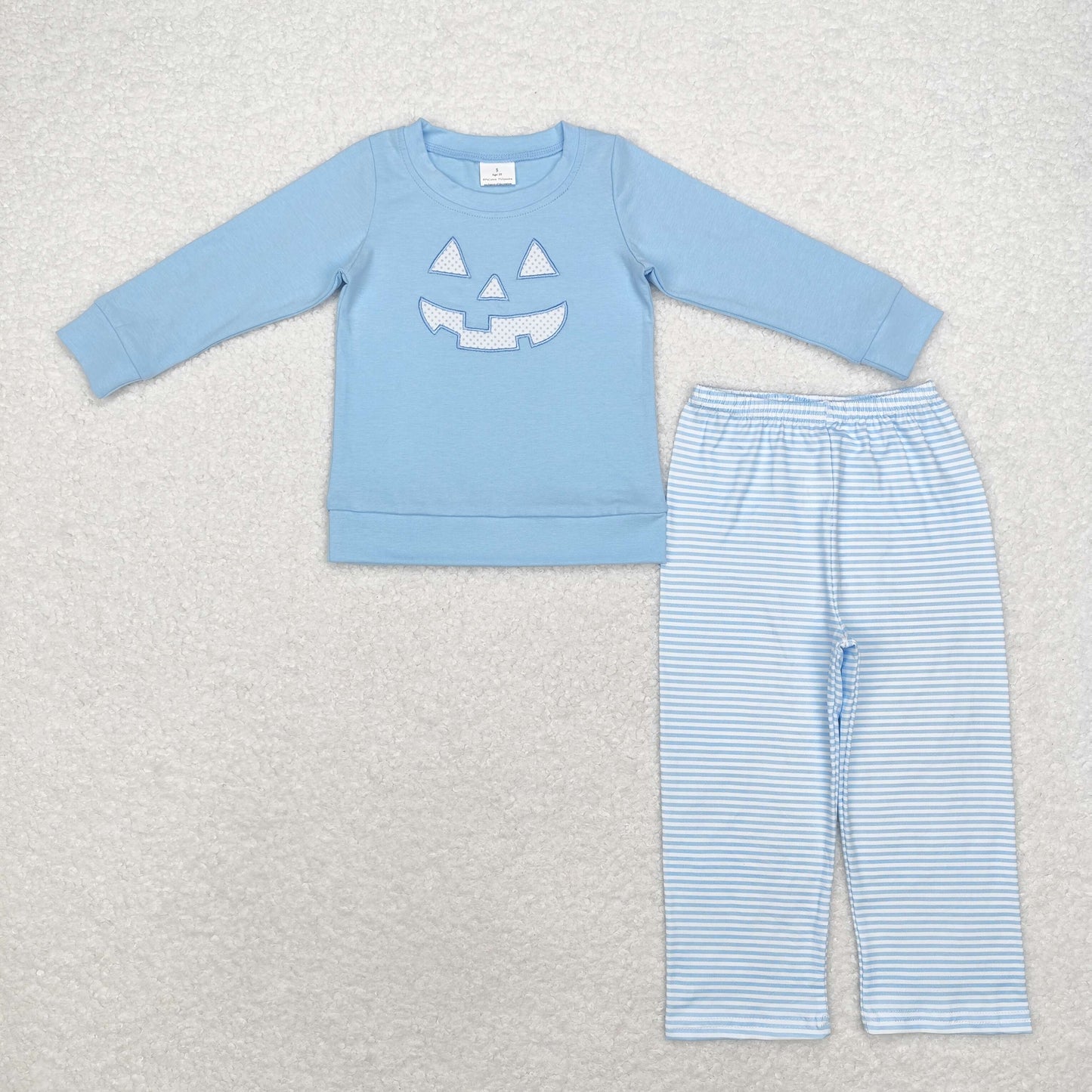 Baby Boys Halloween Pumpkin Blue Pants Outfit