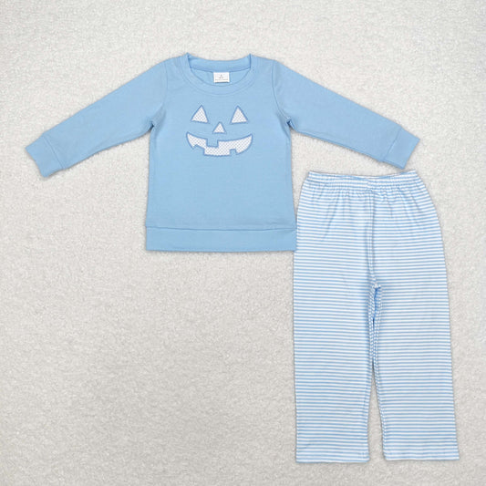 Baby Boys Halloween Pumpkin Blue Pants Outfit