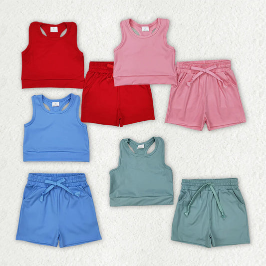 Sibling Active Wear Baby Girls Vest Top Yoga Sports Shorts Outfits