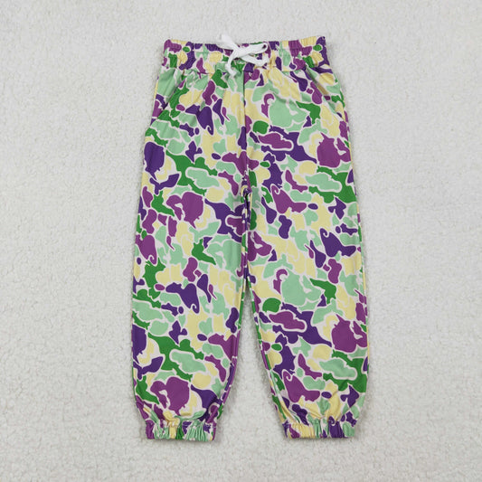 Baby mardi gars purple green camo jogger pants