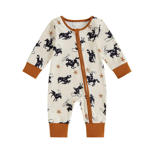 3 MOQ  Baby Boys Rodeo Zip Romper Pre-order