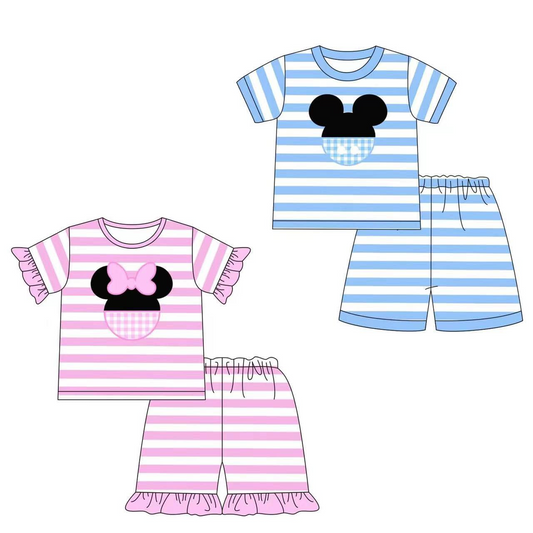 Sumemr Baby Sibling Cartoon Mouse Shorts Set Pre-order