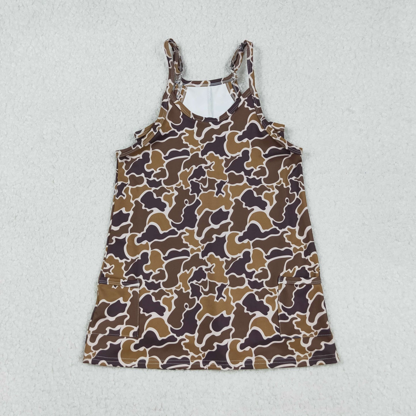 GSD2722 Baby Girls Strap  Brown Camo Pockets Yoga Dresses