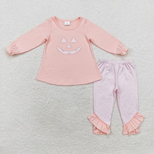 Baby Girls Halloween Pumpkin Pink Pants Set