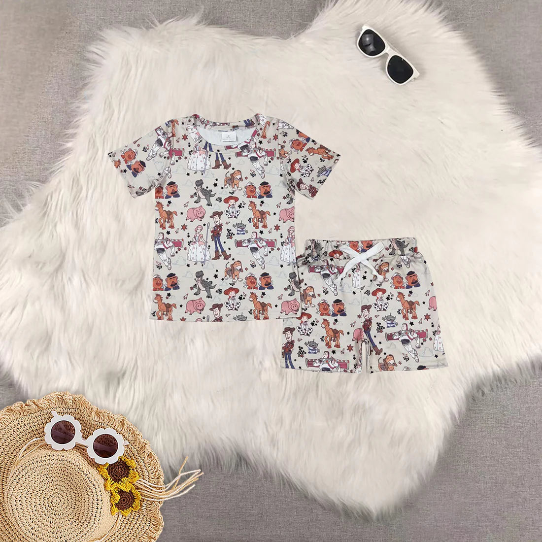 Toddler Baby Boys Summer Cartoon Toy Shorts Pajama Set