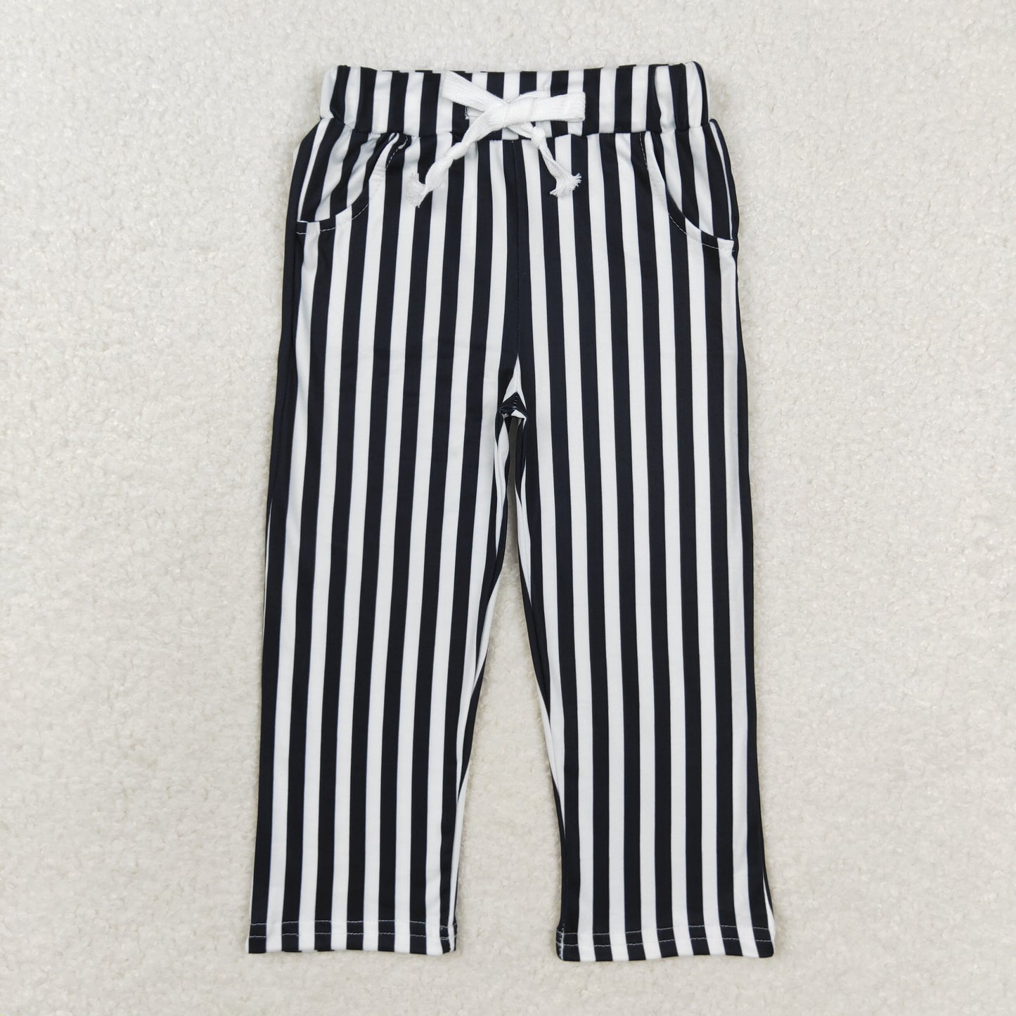 P0588 Baby Girls Black Striped Pants