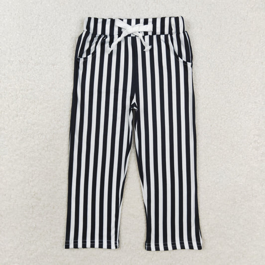 P0588 Baby Girls Black Striped Pants