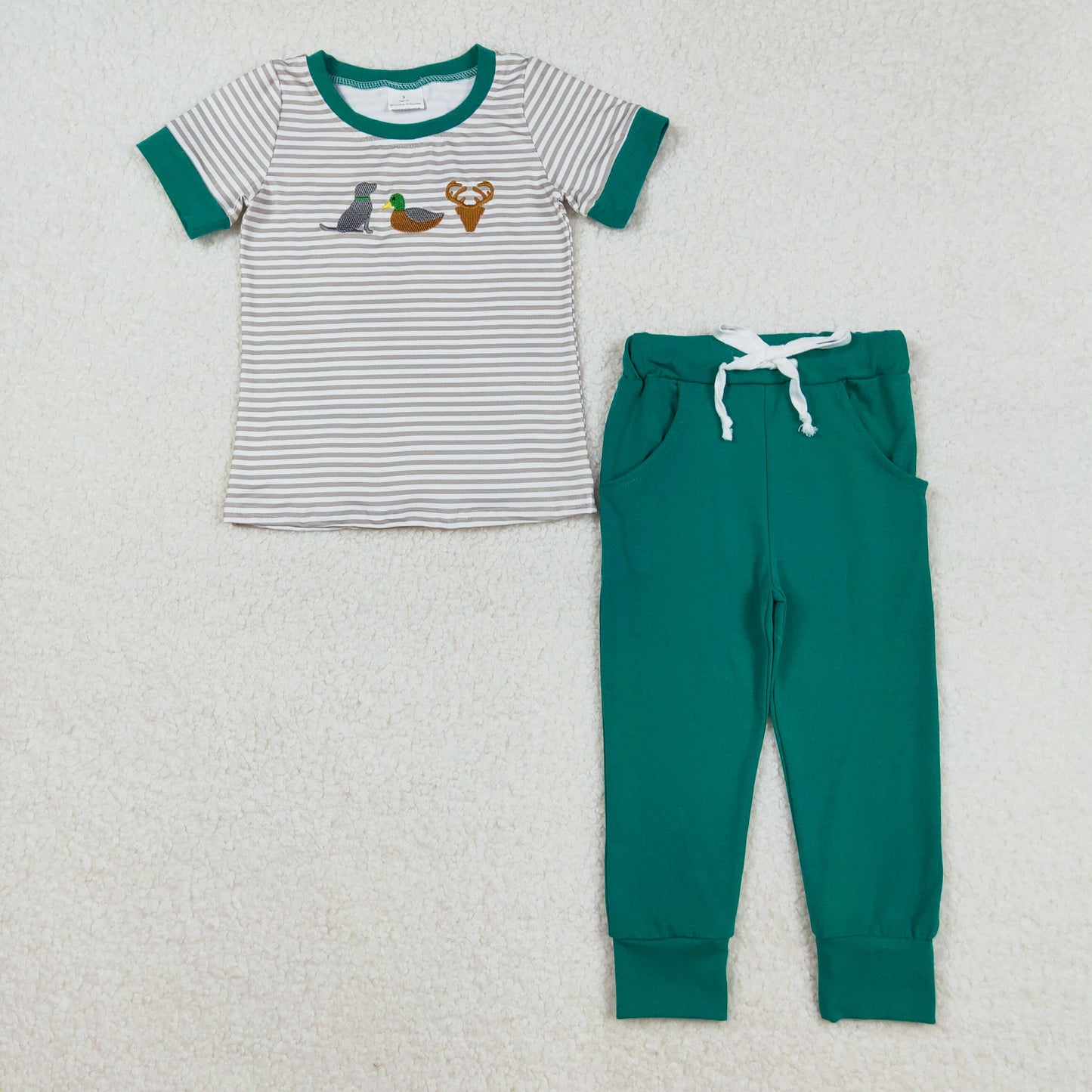 Baby Boys Hunting Duck Deer Short Sleeve Top With Pants Outfit