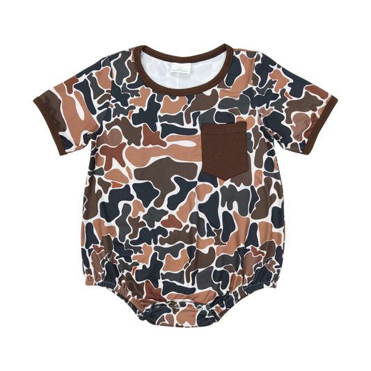 Baby Boys Brown Camo Bubble Romper