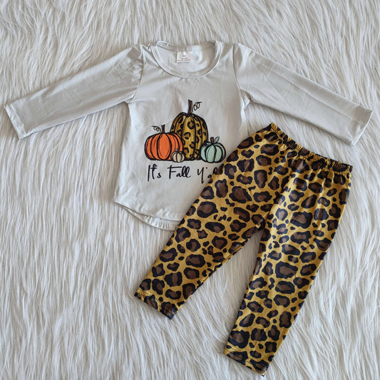 Pumpkin Top Cheetah Leggings Set