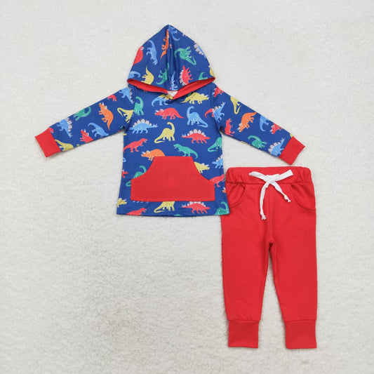 BLP0637 Baby Boys Dinosaur Hoodie Top Pants Outfit