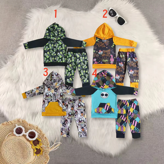 Sibling Baby Boys  Halloween Cartoon  Hoodie Top With Pants Outfit