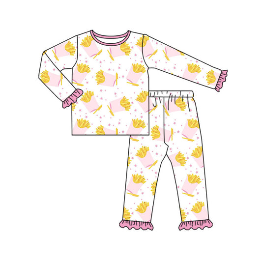 Preorder , 5 MOQ Baby Girls french fries long sleeve pajama set