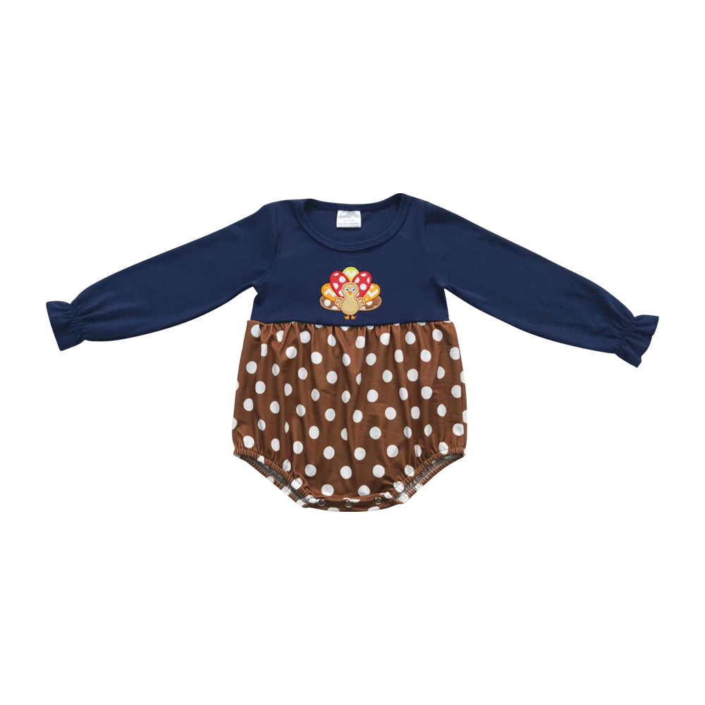 LR0605 Newborn Baby Girls Thanksgiving Day Turkey Romper