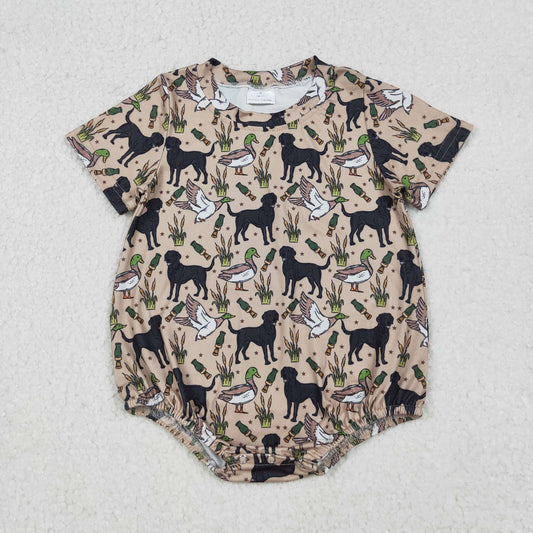 Baby Biys Hunting Hound Duck Short Sleeve Romper