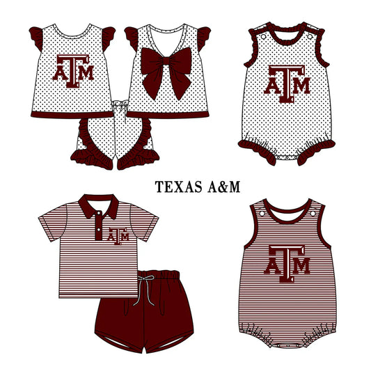 Texas A&T University Team Sibling Outfit and Romper Pre-order