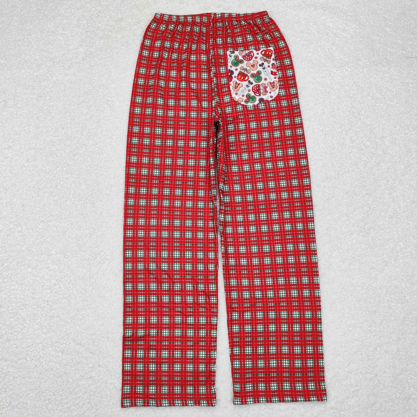 P0569 Adult Women Christmas Red Green plaid Pants