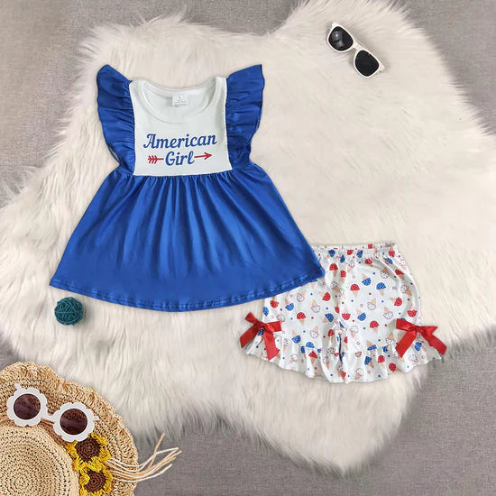 Toddler Baby Girls Sibling July 4th Summer Shorts Set