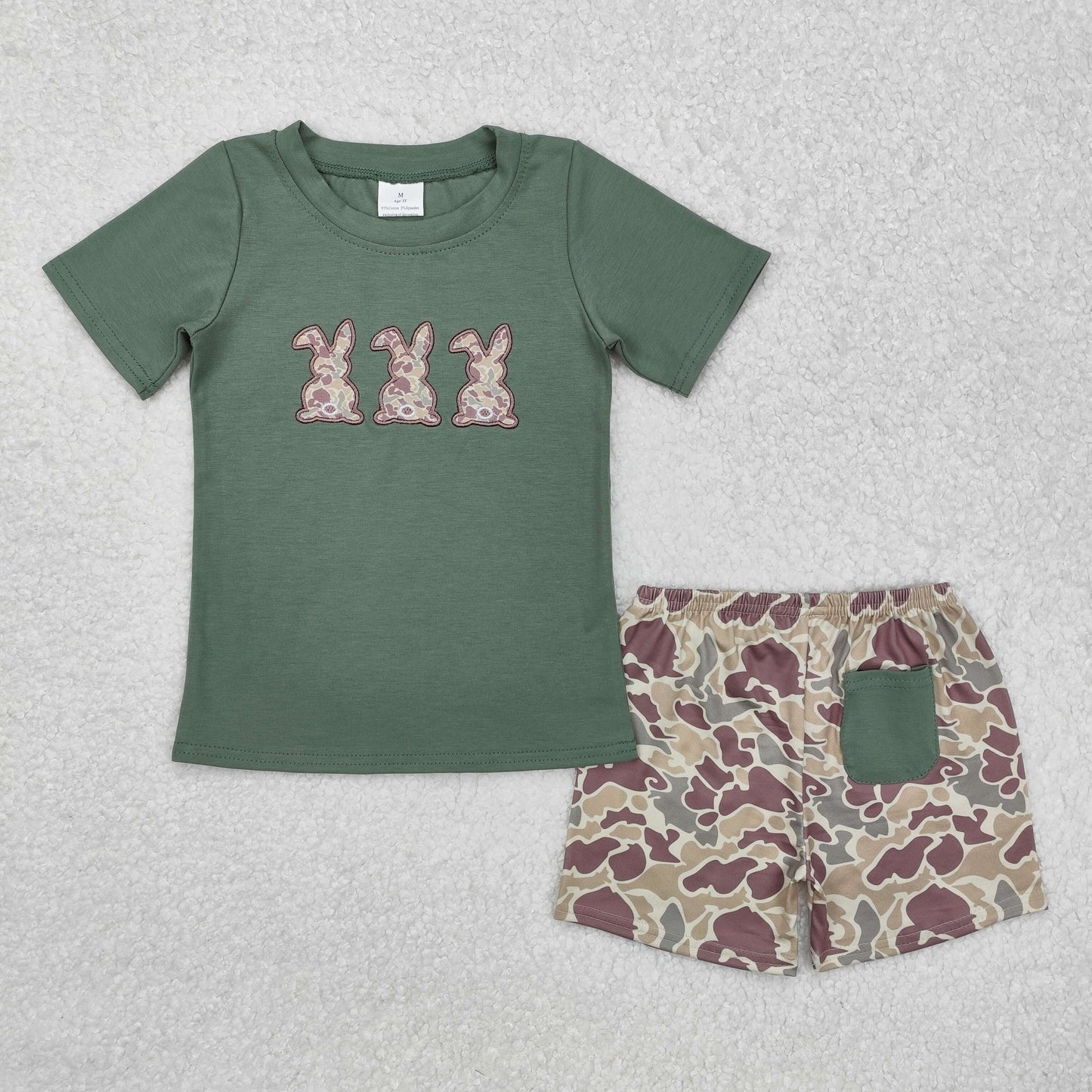 Baby Boys Easter Camo Bunny Shorts Set