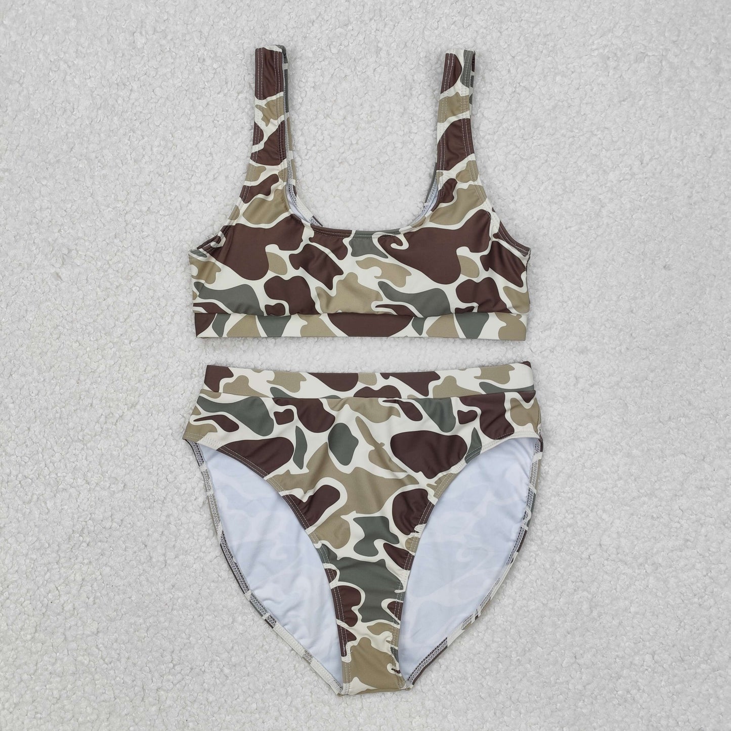 Sibling Adult Baby Kids Western Khaki Brown Camo Swimming Trunks Swimsuits