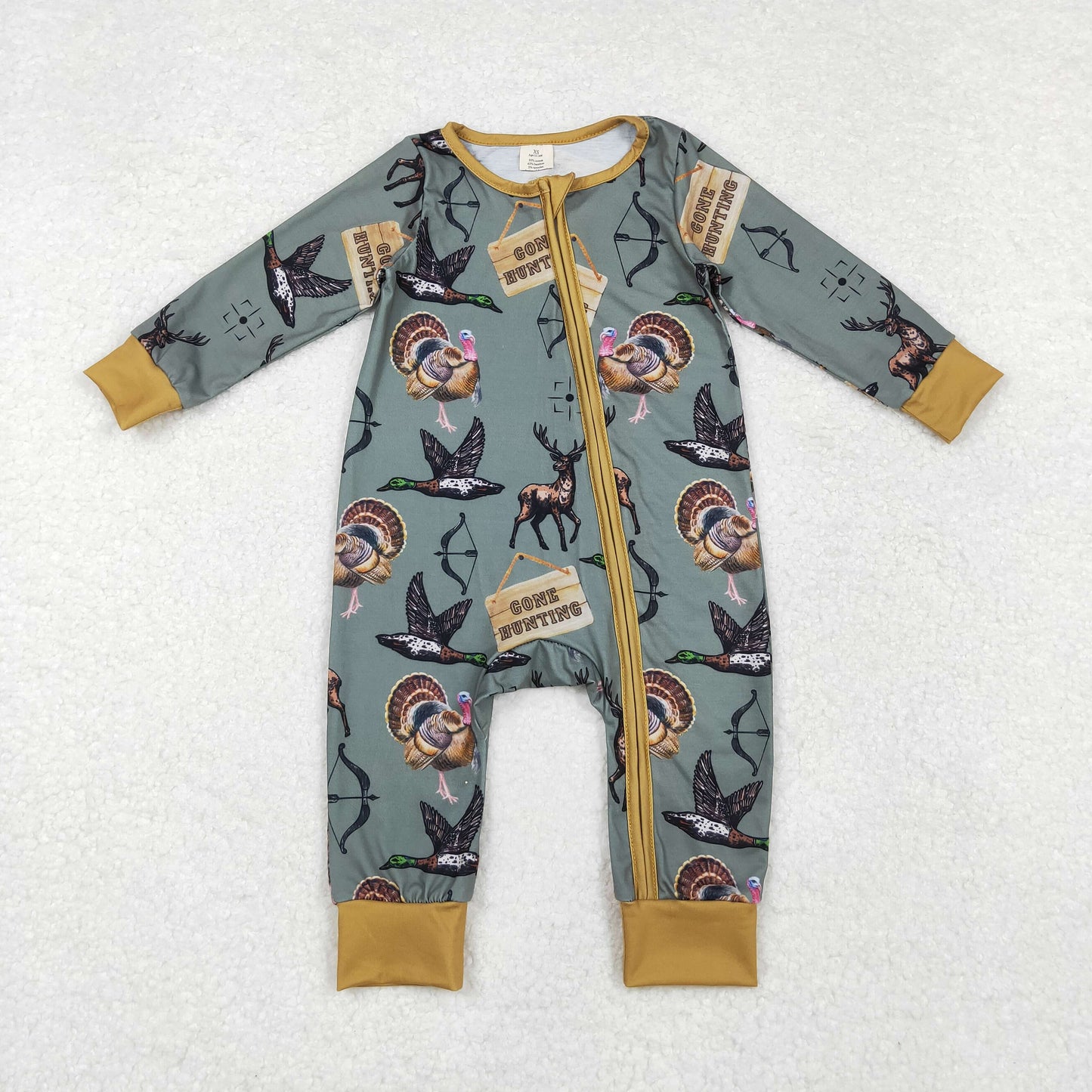 Newborn Baby Boys Gone Hunting Bamboo Romper