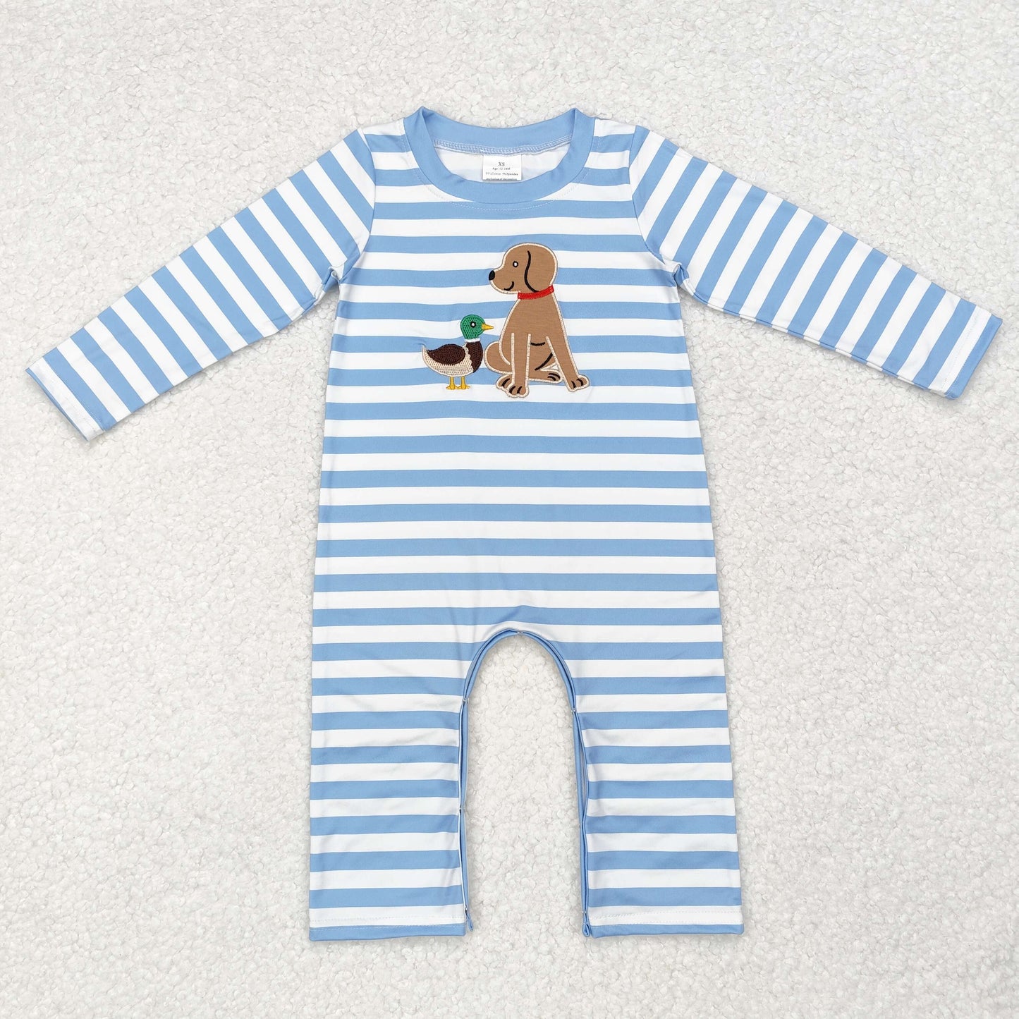Newborn Baby Boys Embroidery Mallard Duck Dog Romper