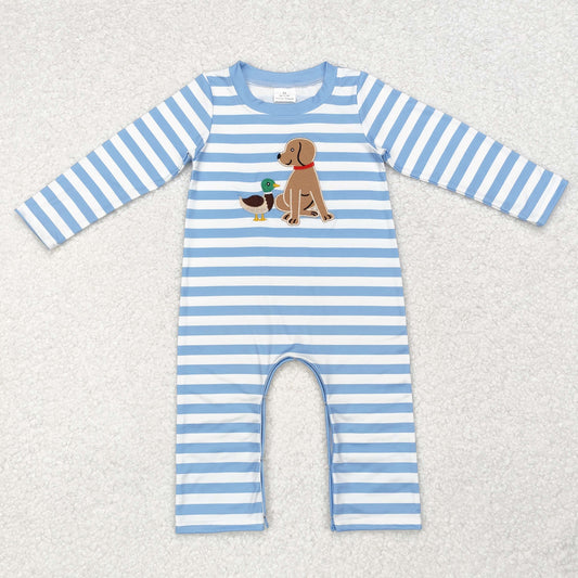 Newborn Baby Boys Embroidery Mallard Duck Dog Romper