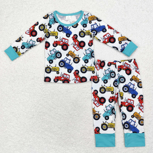 BLP0735 Baby Boys Tractors Long Sleeve Bamboo Pajama Set