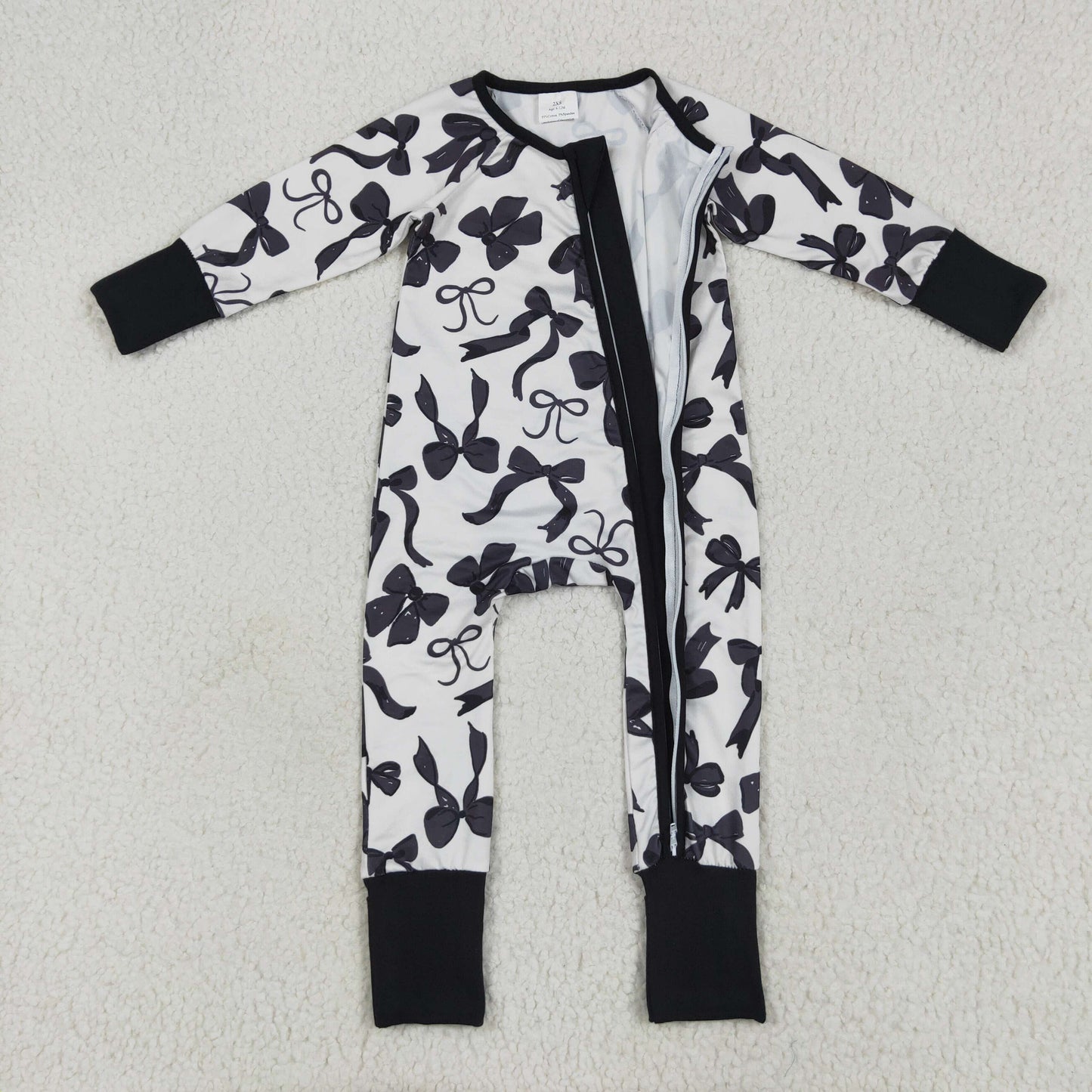 Baby Girls  Black Coquette Long Sleeve Zipper Romper