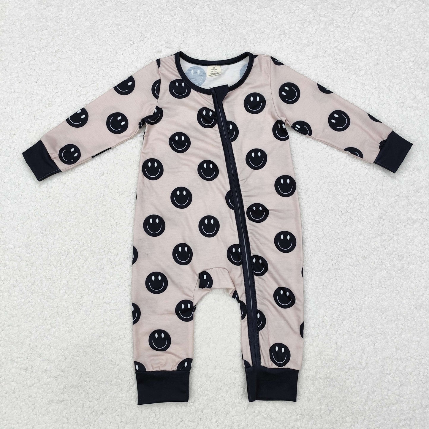 Baby Boys Happy Face Long Sleeve Zipper Romper