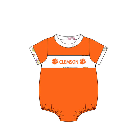 Preorder , 5 MOQ Baby Infant Boys Clemson Team   Rompers