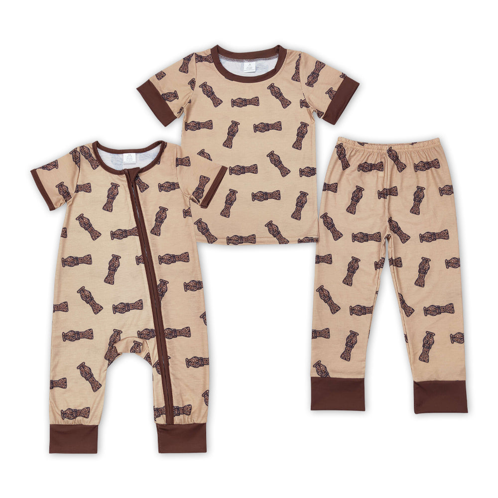 Baby Boys Sibling  Camo Duck Bawl Bamboo Pajama Set and Romper