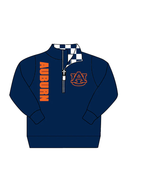 Preorder , 5 MOQ Baby Boys Sport Team  Auburn Zip Pullover Top
