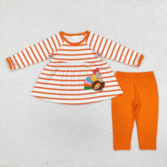 Baby Girls Thankgiving Turkey Orange Pants Outfit