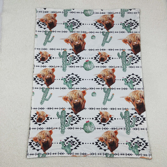 BL0152 Baby Western Highland Cow Cactus Blanket