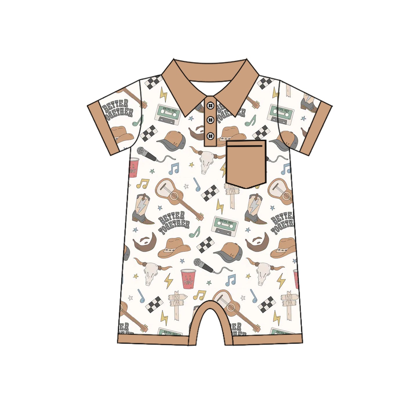 SR2272 Baby Boys Western Music Romper Preorder