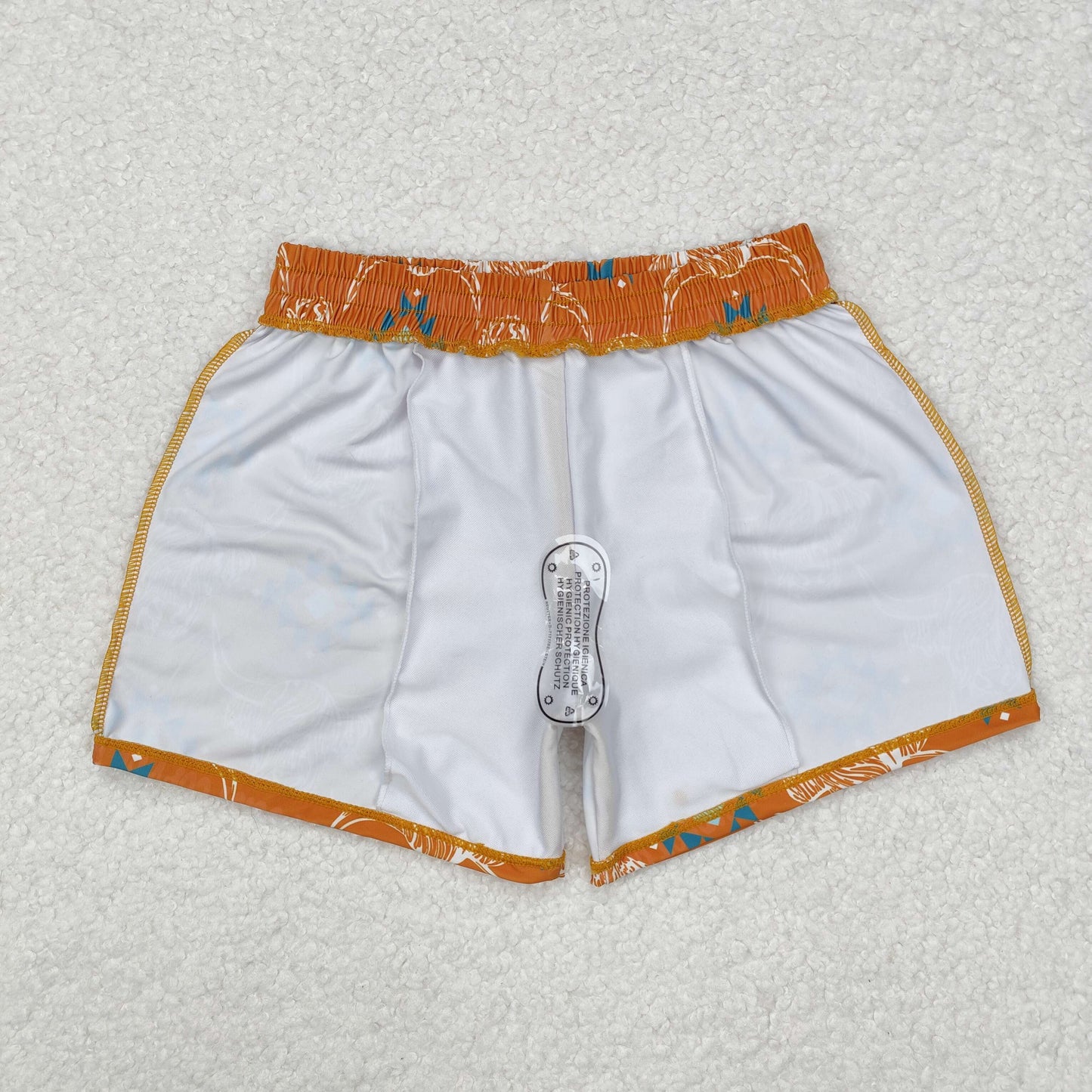 Kids Boys Orange Aztec Bull Skulls Print Swimming Trunks Summer Shorts