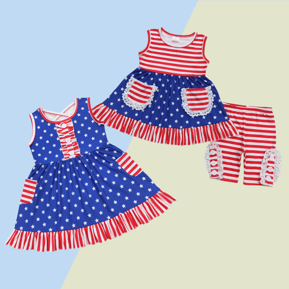 Sibling Toddler Girls 4th of July Outfit and Dress