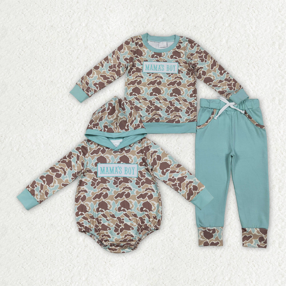 Mama's Boy camo long sleeve jogger set /Hoodie romper