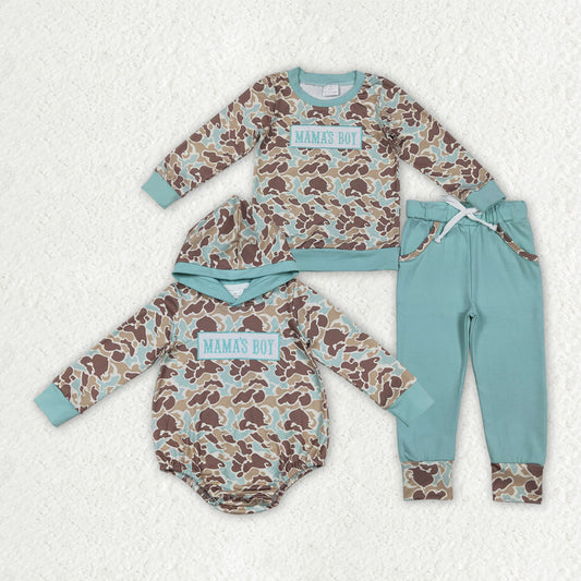 Mama's Boy camo long sleeve jogger set /Hoodie romper