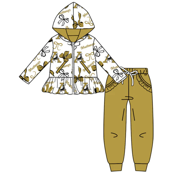 Preorder 5 MOQ Kids Sport Football Team Mustans Bow Matching Clothing