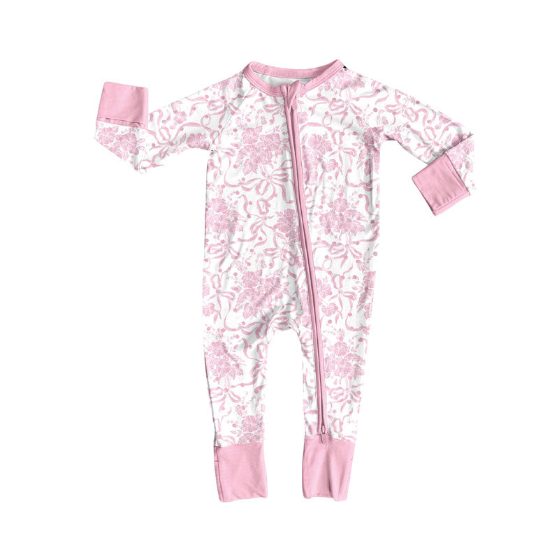 5 MOQ Preorder  Kids Girls Pink Floral Bows Long Sleeve Pajama Set