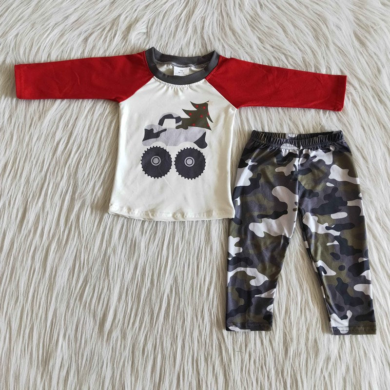 Boys Christmas Tree Camo Pants Set