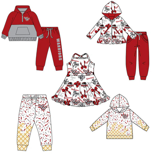 Preorder 5 MOQ Kids Sport Football Team Warriors Bow Matching Clothing