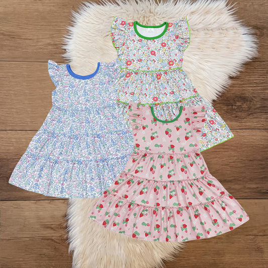 Baby Girls Summer Flutter Sleeve Floral Twirl Dress