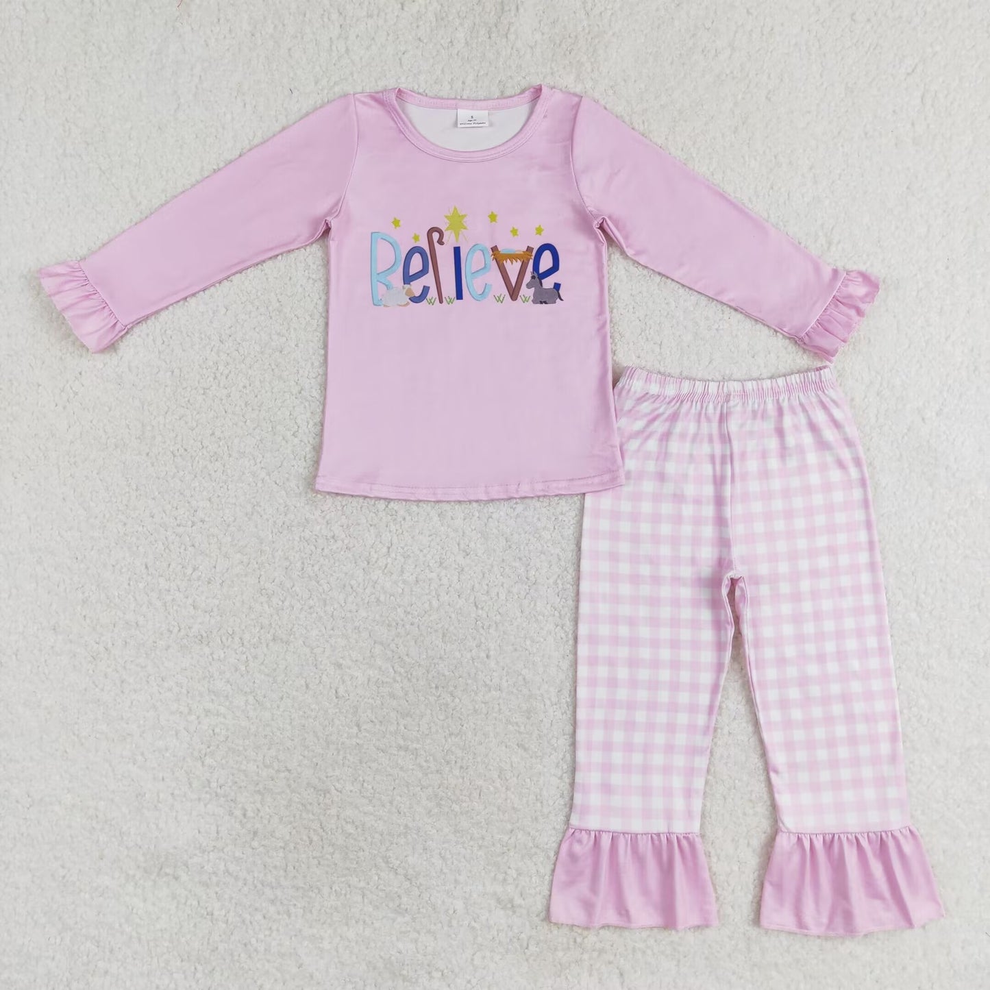 Baby Girls Believe Jesus  Pink Set