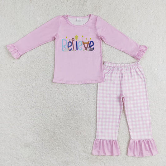 Baby Girls Believe Jesus  Pink Set