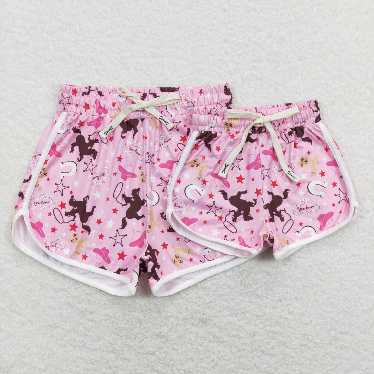 Western Cowgirl Pink Mommy and Me Shorts ）